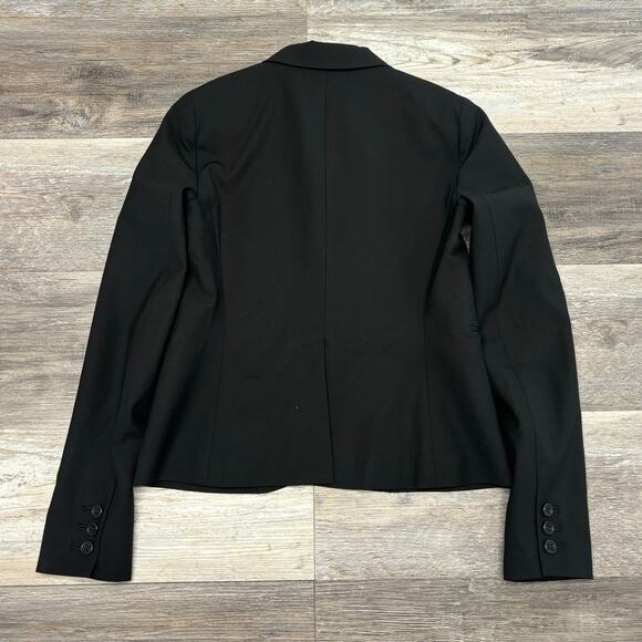 Theory Black Womens 0‎ Lined Notch Lapel Formal Business Cropped Wool Blazer USA - Picture 2 of 13